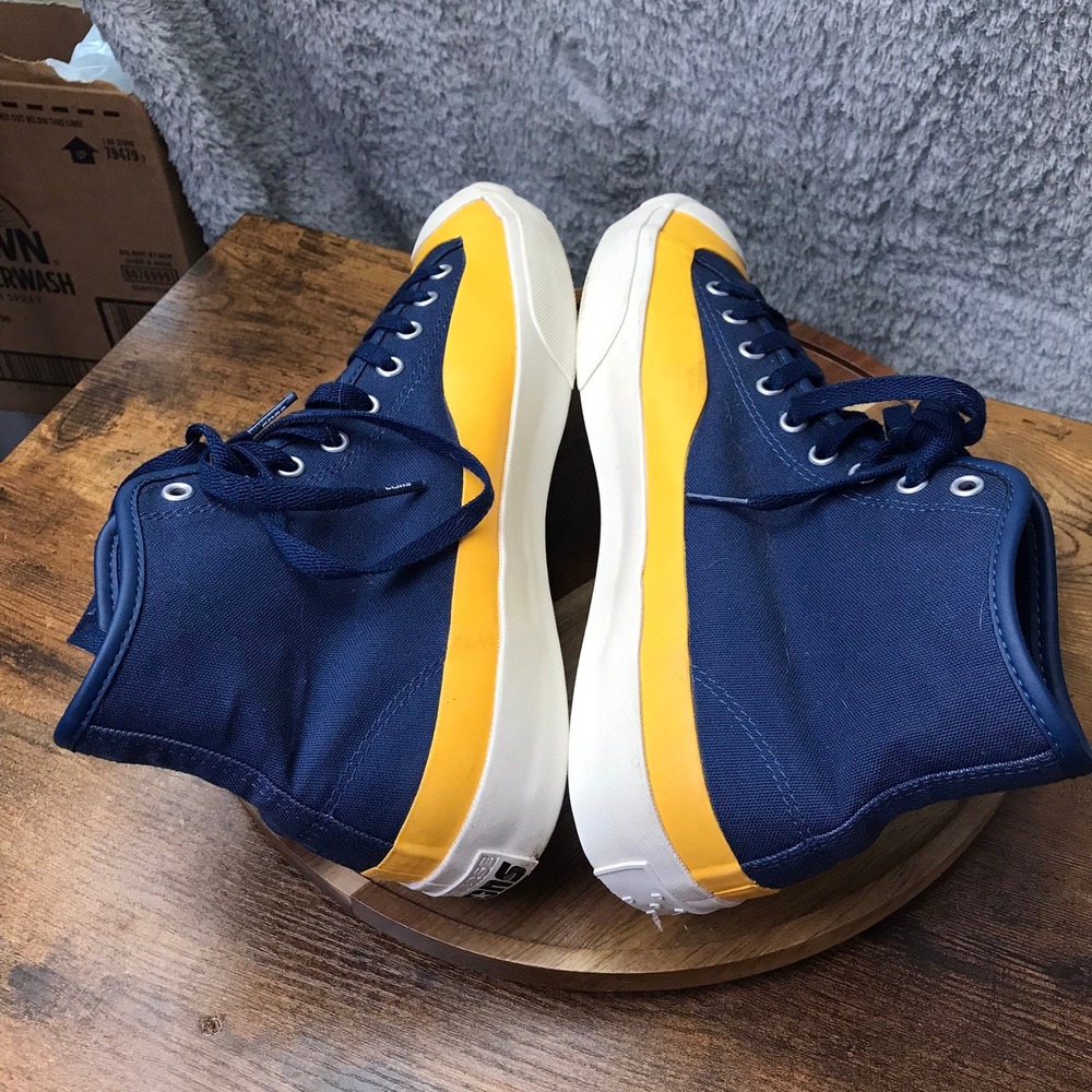 Converse Pop Trading Company Jack Purcell Hi Top Sneakers Mens 10.5 Blue Yellow - Picture 10 of 14
